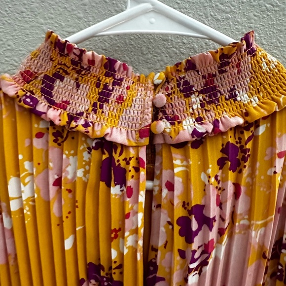 Nanette Lepore Floral Print Pleated Dress Mango Mojito Spring Summer - Picture 4 of 5